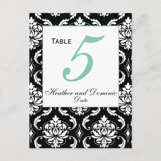 Elegant Mariage damassé Numéro de table Carte 4 (Devant)