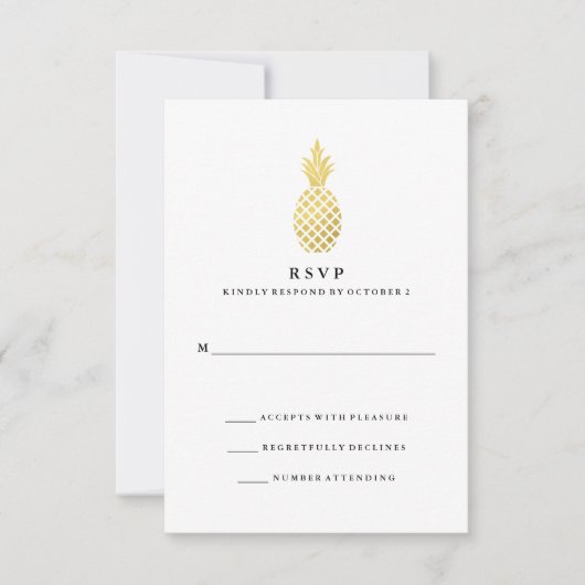 Elégant mariage d'ananas en or RSVP (Devant)