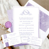 Elégant Mariage d'aquarelle violet Monogram RSVP