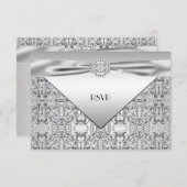 Élégant Mariage d'argent Anniversaire parti RSVP (Devant / Derrière)