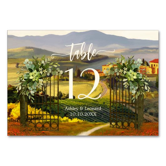 Elégant Mariage d'Art fin italien Carte Numéro de  (Dos)