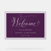 Elégant Mariage d'aubergine pourpre Bienvenue (Recto)
