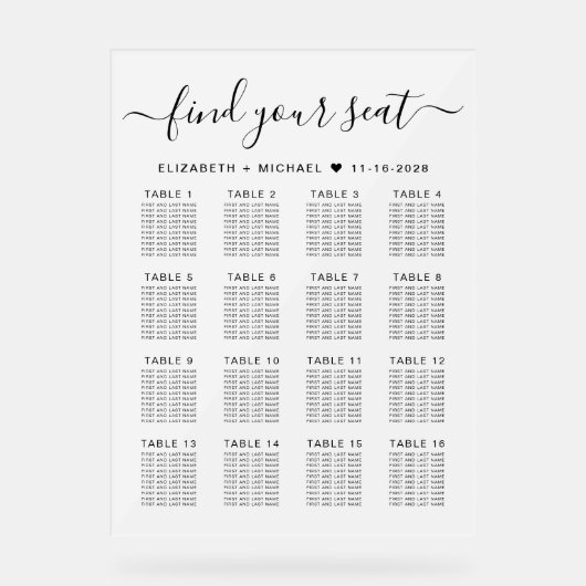 Élégant Mariage de 16 tables assises givré (Recto)