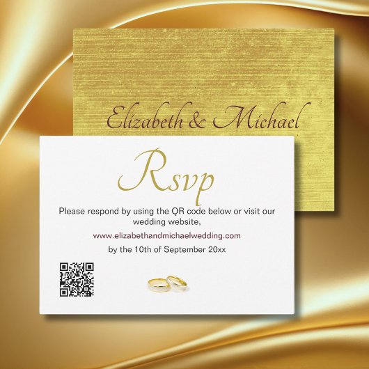 Elegant Mariage de anneaux or QR Code RSVP