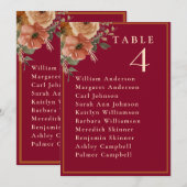 Elégant Mariage de Bourgogne Floral Carte de siège (Devant / Derrière)