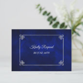Elégant Mariage de cadre bleu argent RSVP (Debout devant)