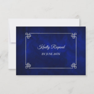 Elégant Mariage de cadre bleu argent RSVP