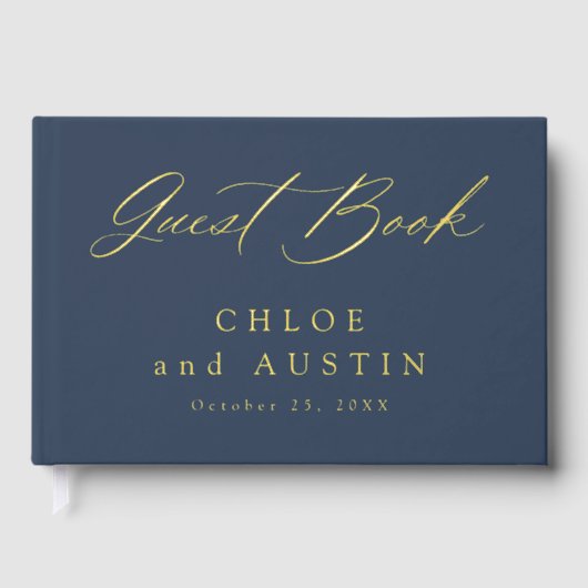 Élégant Mariage de calligraphie bleu et or de la m (Recto)