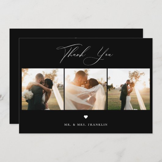 Élégant Mariage de calligraphie Carte de remerciem (Devant / Derrière)