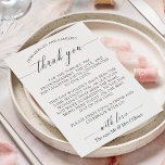 Élégant Mariage de calligraphie Merci de table<br><div class="desc">Carte de remerciements plat pour votre réception de mariage à placer sur les assiettes des invités. Carte de remerciements de placement mariage noir et blanc avec calligraphie délicate. Un grand merci de mariage vous permet de placer des cartes avec des polices noires et un arrière - plan blanc.</div>