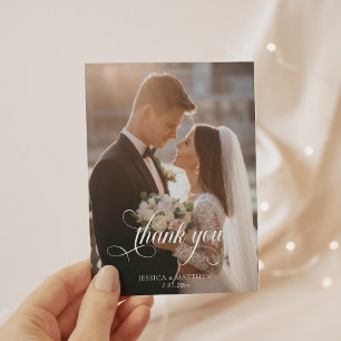 Élégant Mariage de calligraphie photo Merci