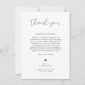 Élégant Mariage de calligraphie Table Merci Note (Devant)