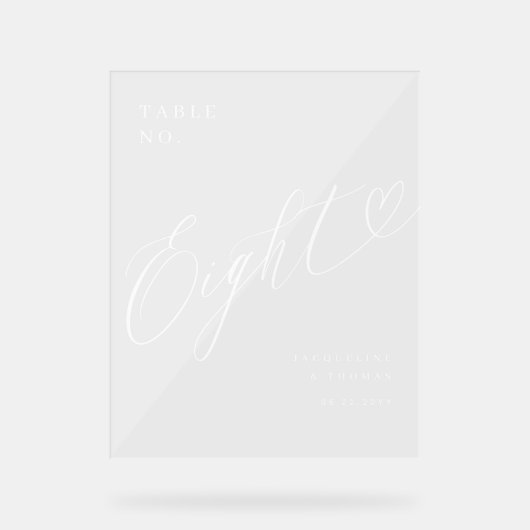 Élégant Mariage de coeur de script Numéro de table (Recto)