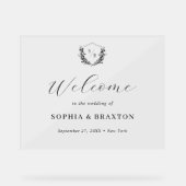 Élégant Mariage de crête florale Monogramme Affich (Recto)