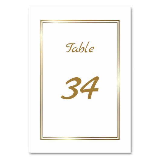 Élégant Mariage de frontière or Numéro de table (Dos)