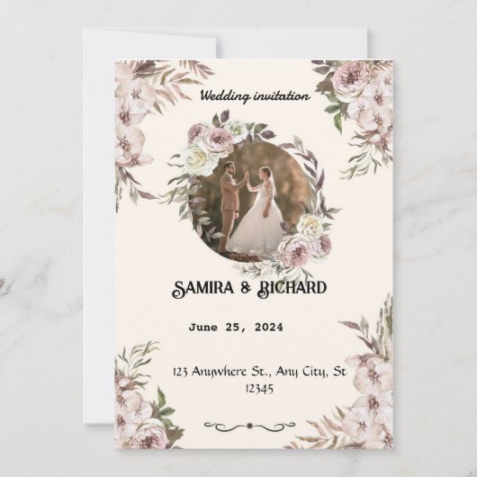 Elégant mariage de jardin Invitation (Devant)