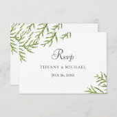 Elégant mariage de la feuille verte moderne RSVP (Devant / Derrière)