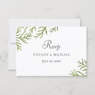 Elégant mariage de la feuille verte moderne RSVP