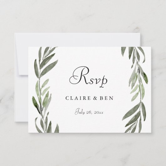 Elégant mariage de la feuille verte RSVP (Devant)
