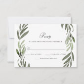 Elégant mariage de la feuille verte RSVP (Dos)
