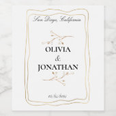 Élégant Mariage de l'olivier d'or Étiquette de vin (Étiquettes simples)