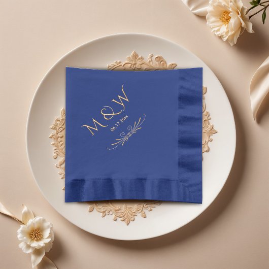 Élégant Mariage de monogramme bleu marine