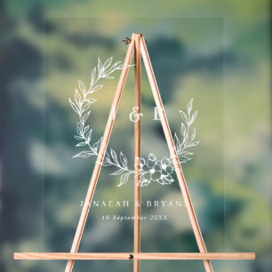 Élégant Mariage de monogramme de couronne florale