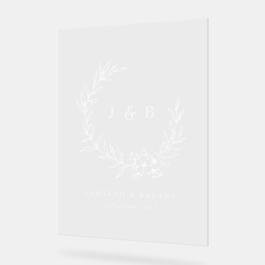 Élégant Mariage de monogramme de couronne florale (Angle)