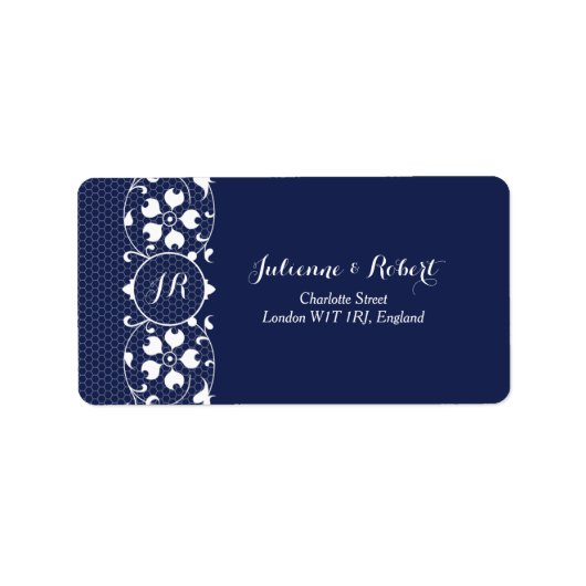 Élégant Mariage de monogramme dentelle Étiquettes  (Devant)