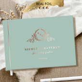 Élégant Mariage de monogramme Sage vert et Real Fo