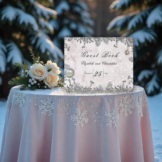 Élégant Mariage de Noël d'hiver livre d'hôtes