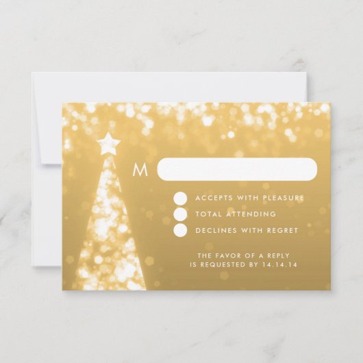 Élégant mariage de Noël Festif RSVP Gold (Devant)