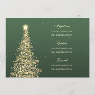 Élégant Mariage de Noël Menu Vert Or