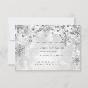 Elégant Mariage de Noël RSVP Sparkle Silver