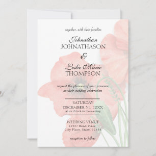 Élégant Mariage de pavot floral blanc Invitation 2