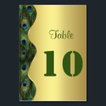 Élégant Mariage de Peacock Or Numéro de table<br><div class="desc">Design élégant avec arrière - plan doré et plume de paon à vague pour un événement mariage spécial. Il donnera une touche unique à vos invitations de mariage. Sois différent ! Personnalisez avec vos propres informations. Si vous devez déplacer le texte ou modifier la taille, la police ou la couleur,...</div>