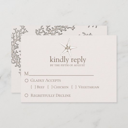 Elégant Mariage de poisson Starfish RSVP (Devant / Derrière)
