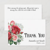 Élégant Mariage de roses rouges et roses Carte de  (Devant / Derrière)