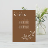 Elégant Mariage de rouille florale Cartes de table (Debout devant)