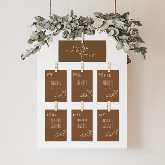 Elégant Mariage de rouille florale Cartes de table