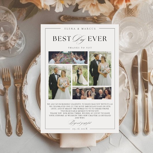 Élégant Mariage de script 5 Photos Carte de remerc