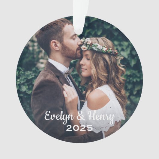 Élégant Mariage de script blanc Monogramme photo (devant)