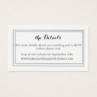 Élégant Mariage de script blanc site Mini carte