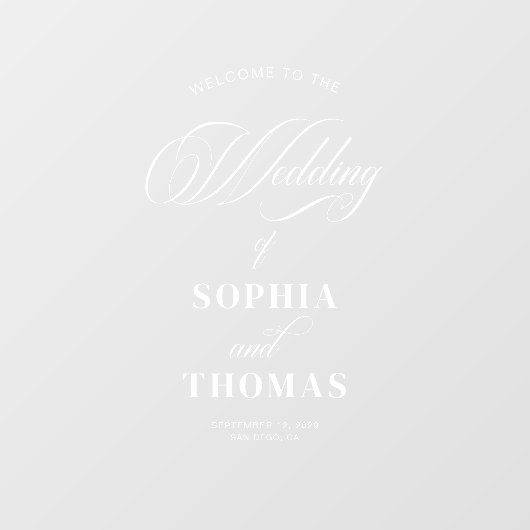 Élégant Mariage de script de bienvenue panneau mir (Feuille)
