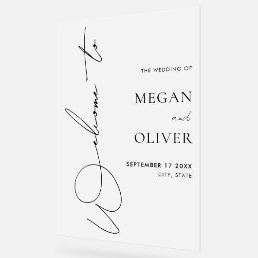 Élégant Mariage de script de calligraphie Bienvenu (Angle)