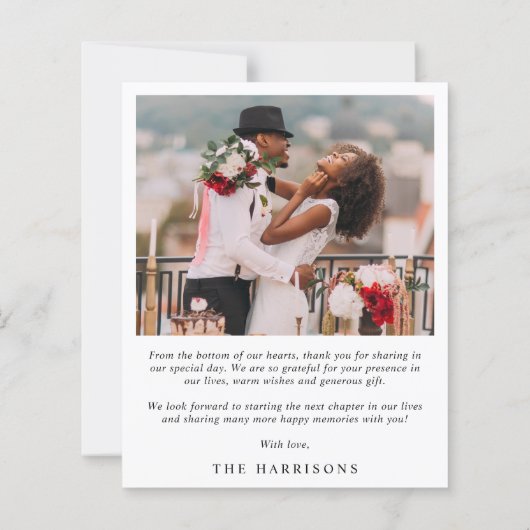 Élégant Mariage de script de coeur Carte de remerc (Dos)