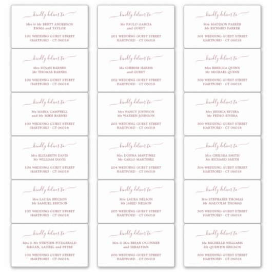 Élégant Mariage de script Étiquette de adresse inv (Devant)