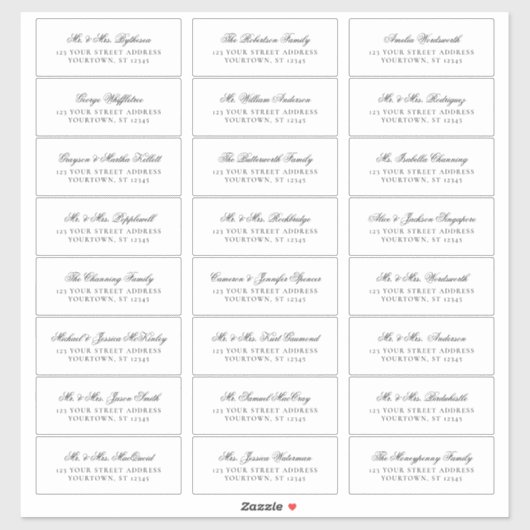 Élégant Mariage de script Étiquette de adresse inv (Feuille)