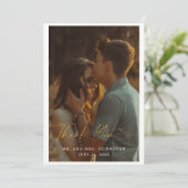 Elegant Mariage de script Gold Photo Merci Cartes (Debout devant)