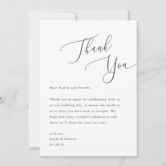 Élégant Mariage de script Merci de réglage de plac (Devant)
